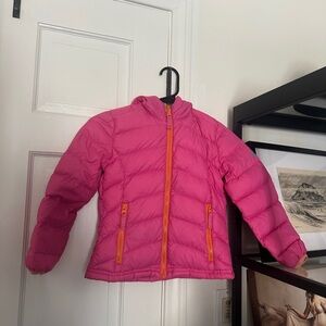 Girls Snozu Doen Pink Puffer Jacket with Orange Accents